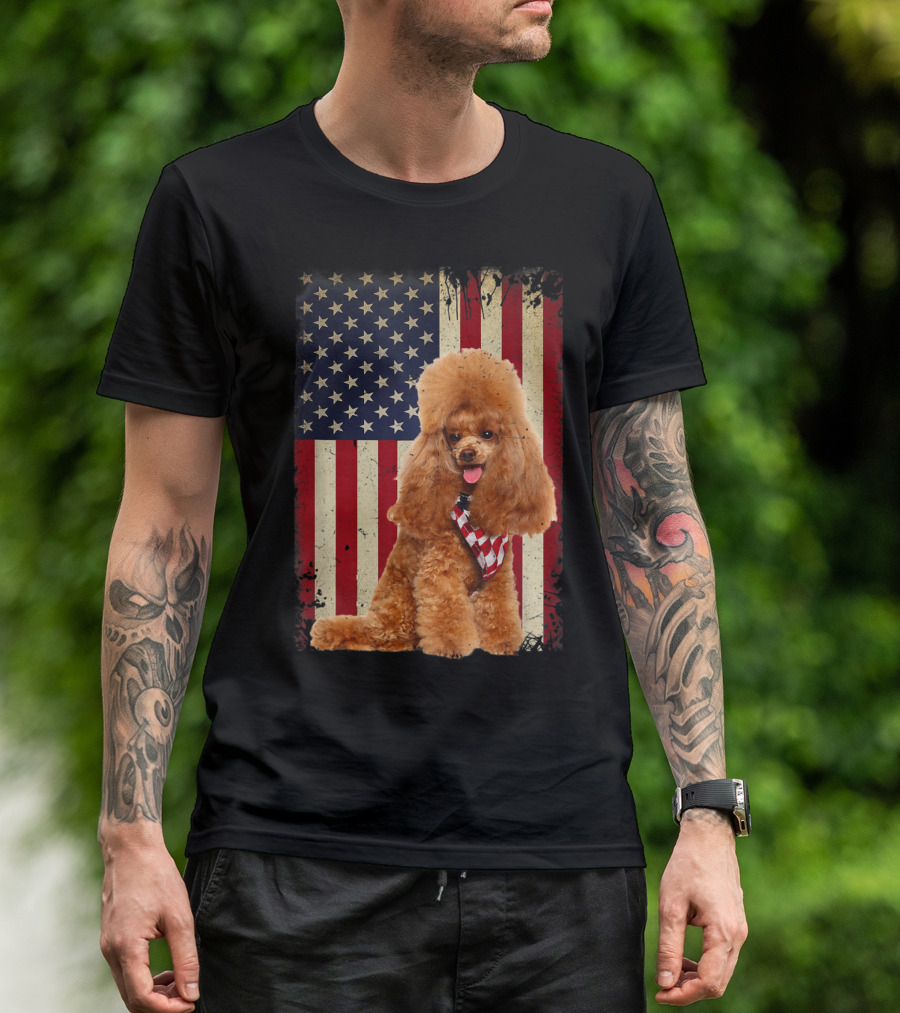 Poodles American Flag Independence Day T-Shirt