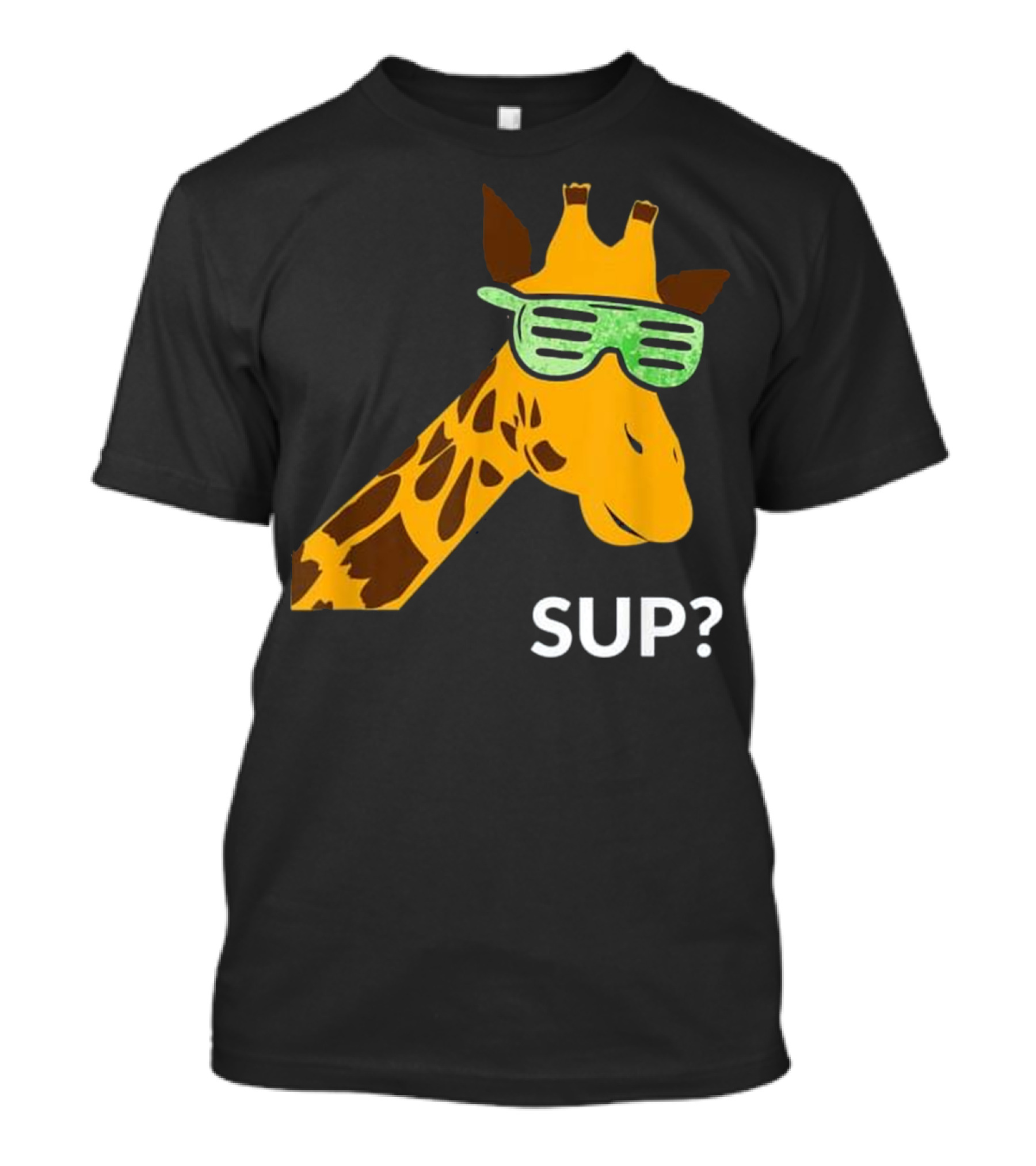 Giraffe Sup Funny Zoo Lovers Cool Green Sunglasses T-Shirt