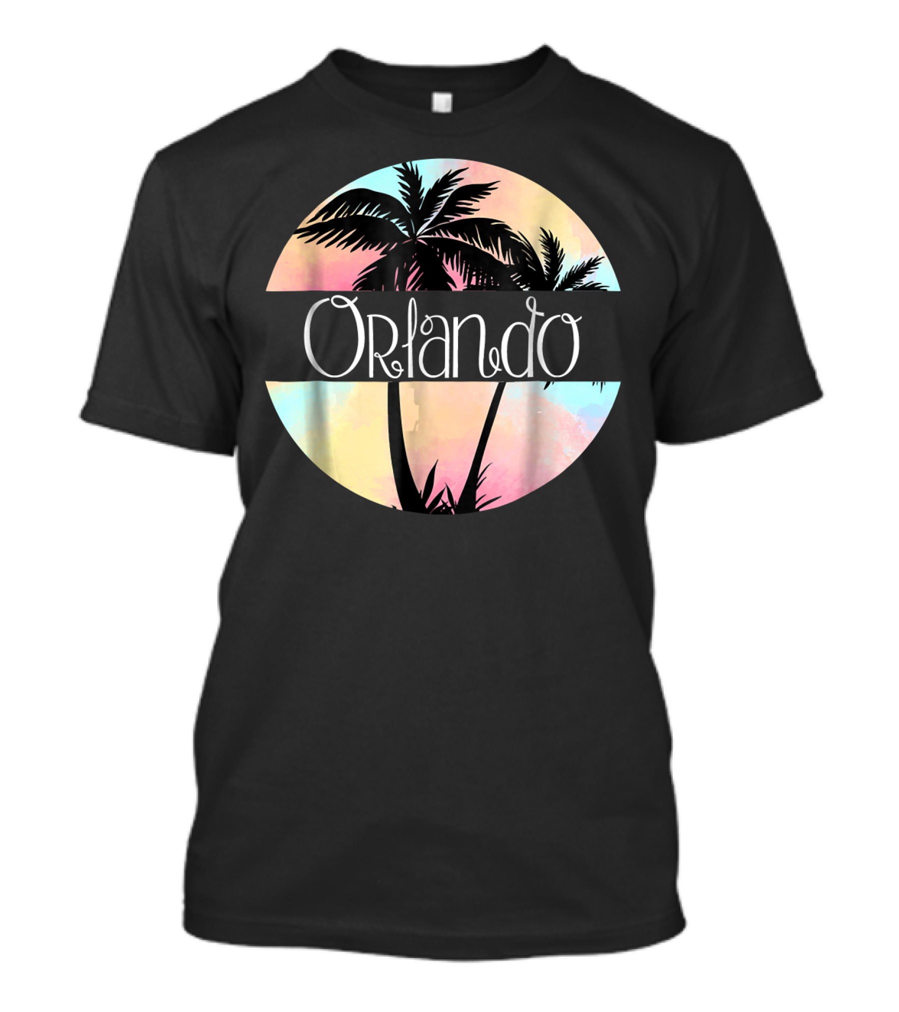 Orlando Florida FL Souvenir Pastel Palm Trees Retro Circle T-Shirt