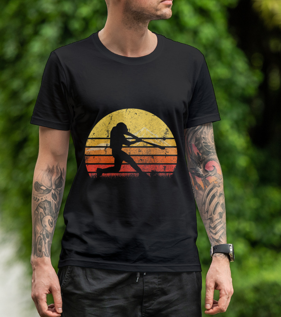 Vintage Baseball Player Sunset T-Shirt