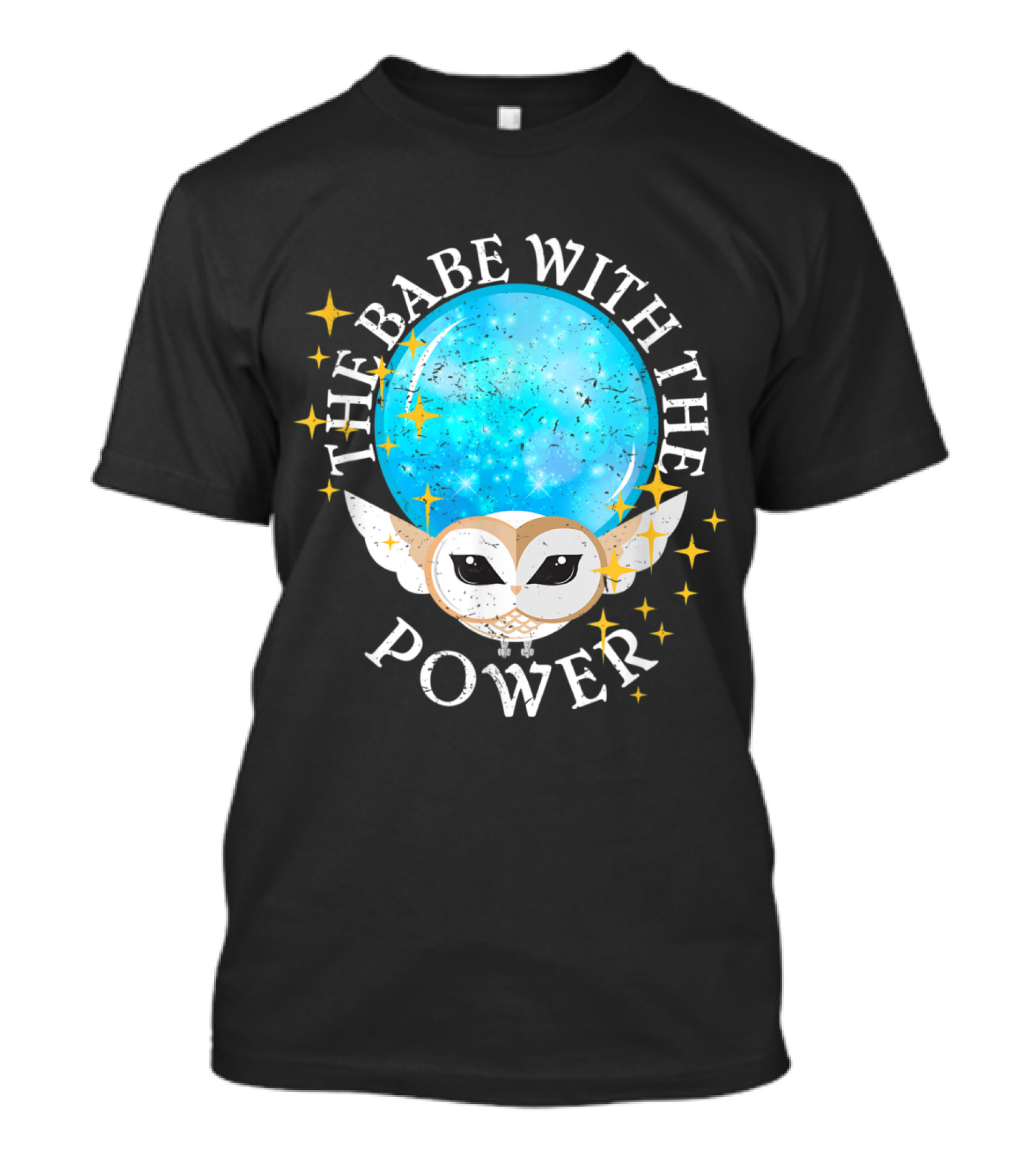 The Babe With The Power Vintage Styl Owl Crystal Sphere T-Shirt