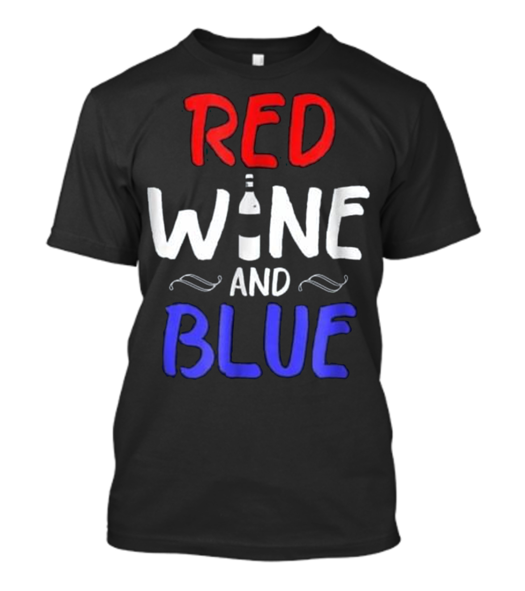 Red Wine And Blue July Patriotic Bottle T-Shirt