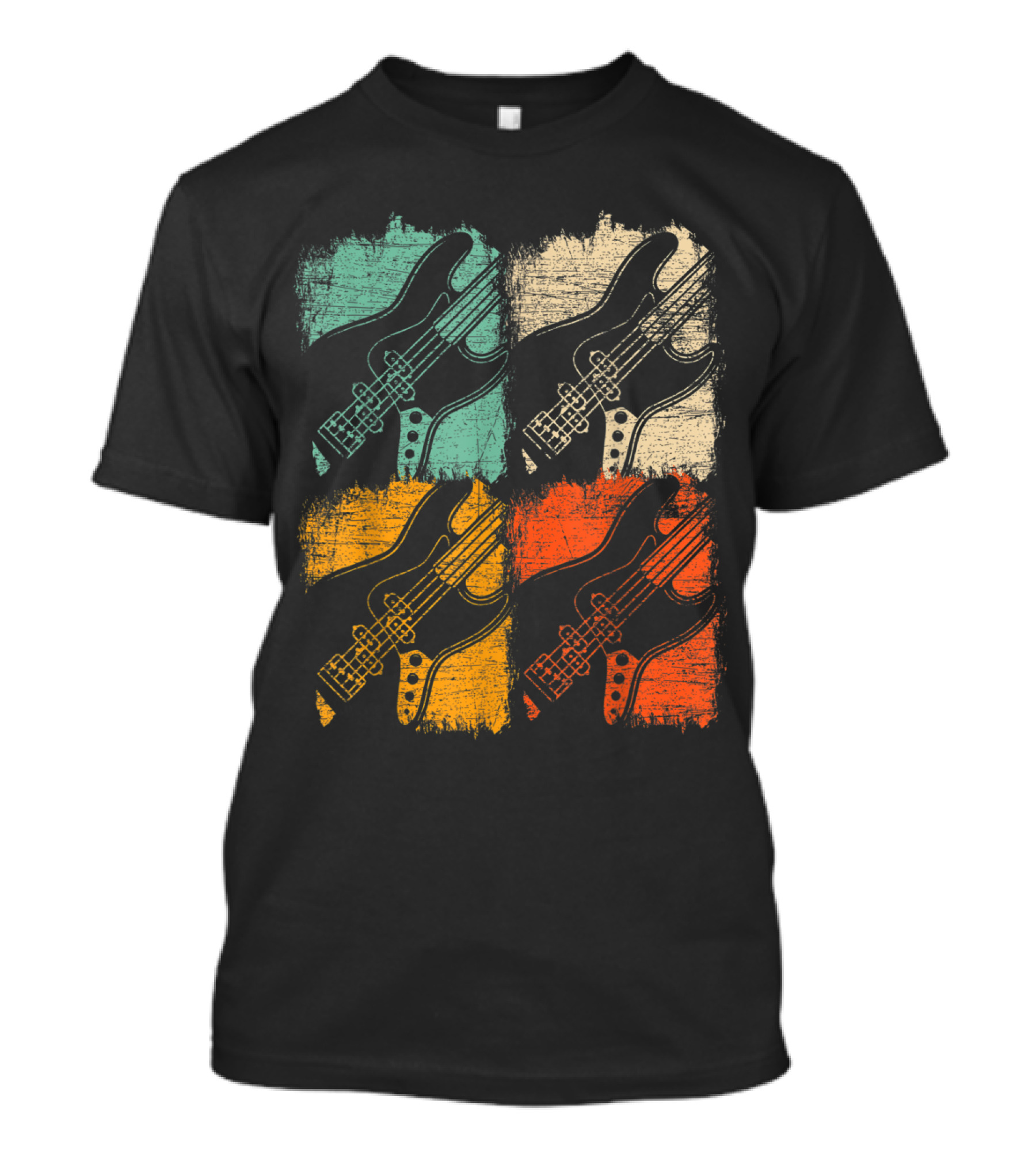 Pop Art Bassist Bass Guitar Colorful Square T-Shirt