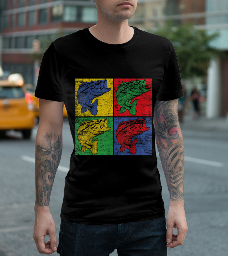 Pop Art Fish Andy Warhol Style Bass Quadrant T-Shirt