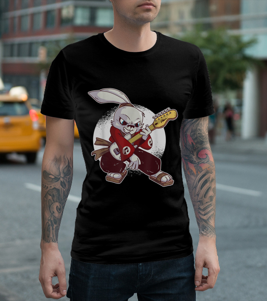 Samurai Rabbit Electric Guitar Stance T-Shirt