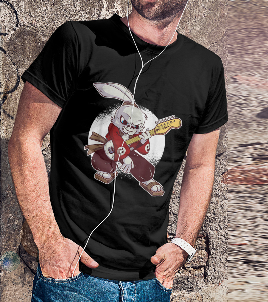 Samurai Rabbit Electric Guitar Stance T-Shirt