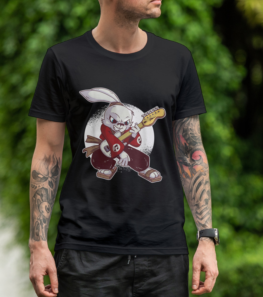 Samurai Rabbit Electric Guitar Stance T-Shirt