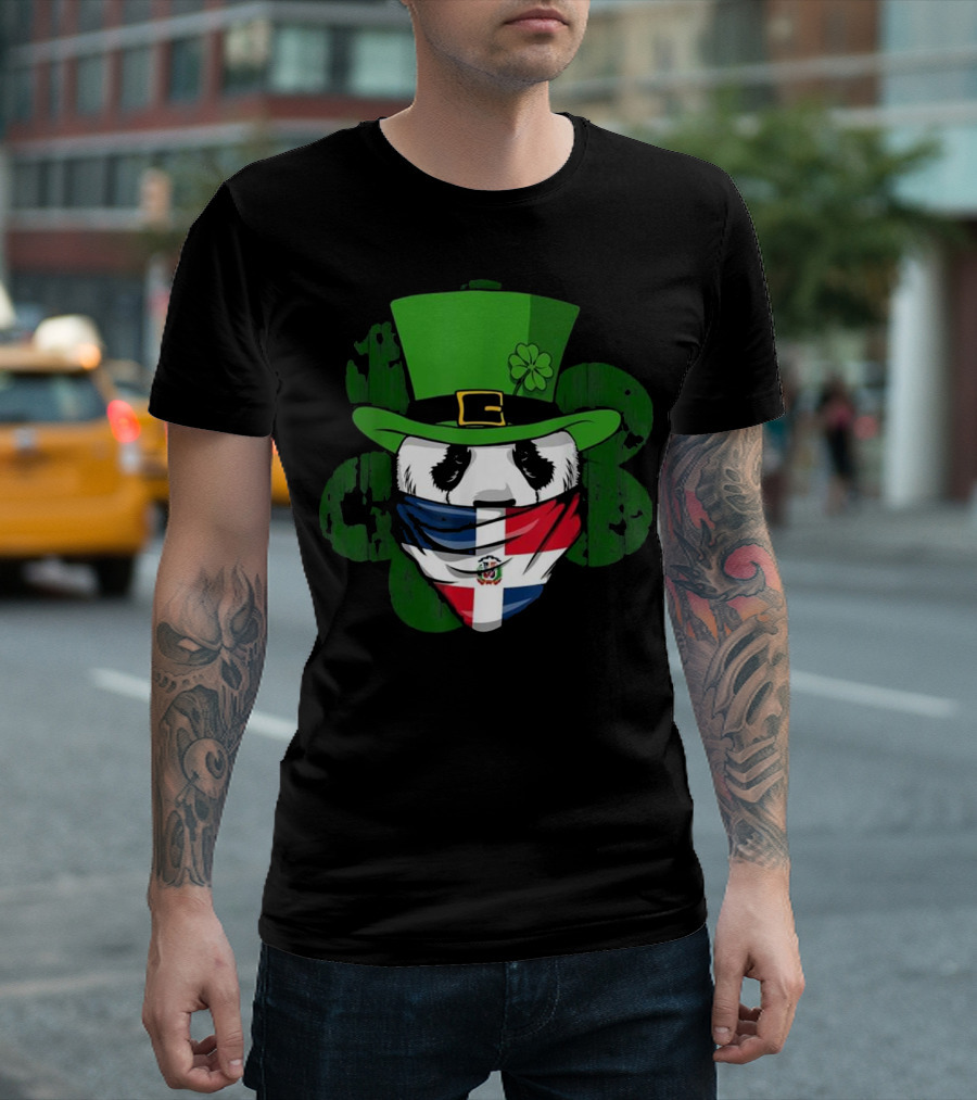 Dominican Panda Irish Bandana Shamrock Top Hat T-Shirt