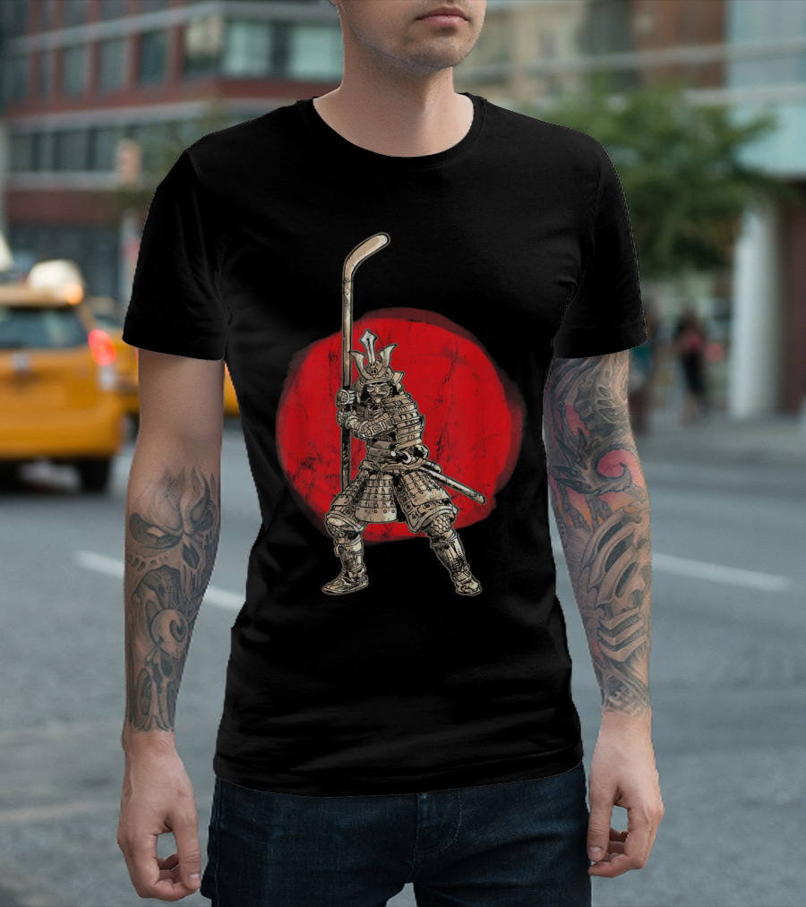 Samurai Warrior Hockey Goalie Strikers Katana Red Sun T-Shirt