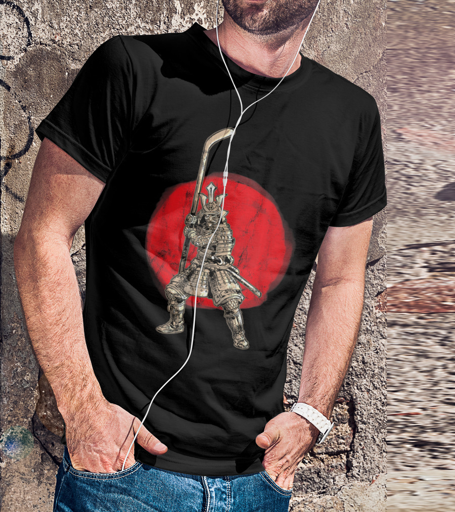 Samurai Warrior Hockey Goalie Strikers Katana Red Sun T-Shirt