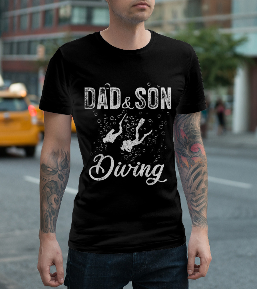 Dad And Son Diving Scuba Adventure T-Shirt