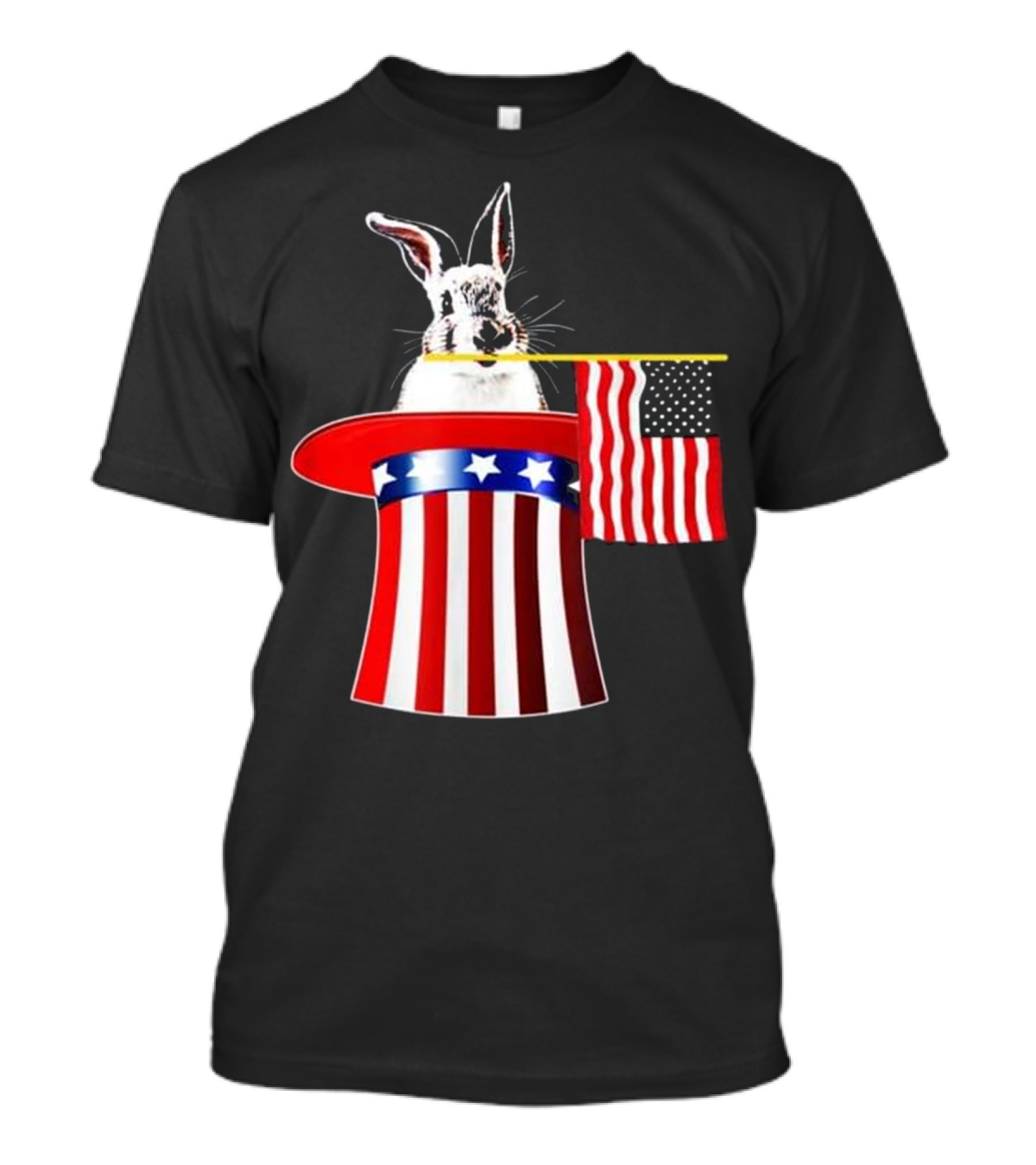 4th Of July Rabbit Fun American Magic Hat With Stars And Stripes Flag T-Shirt