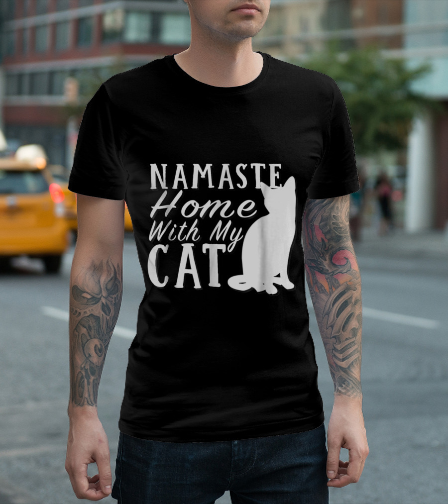 Namaste Home With My Cat T-Shirt