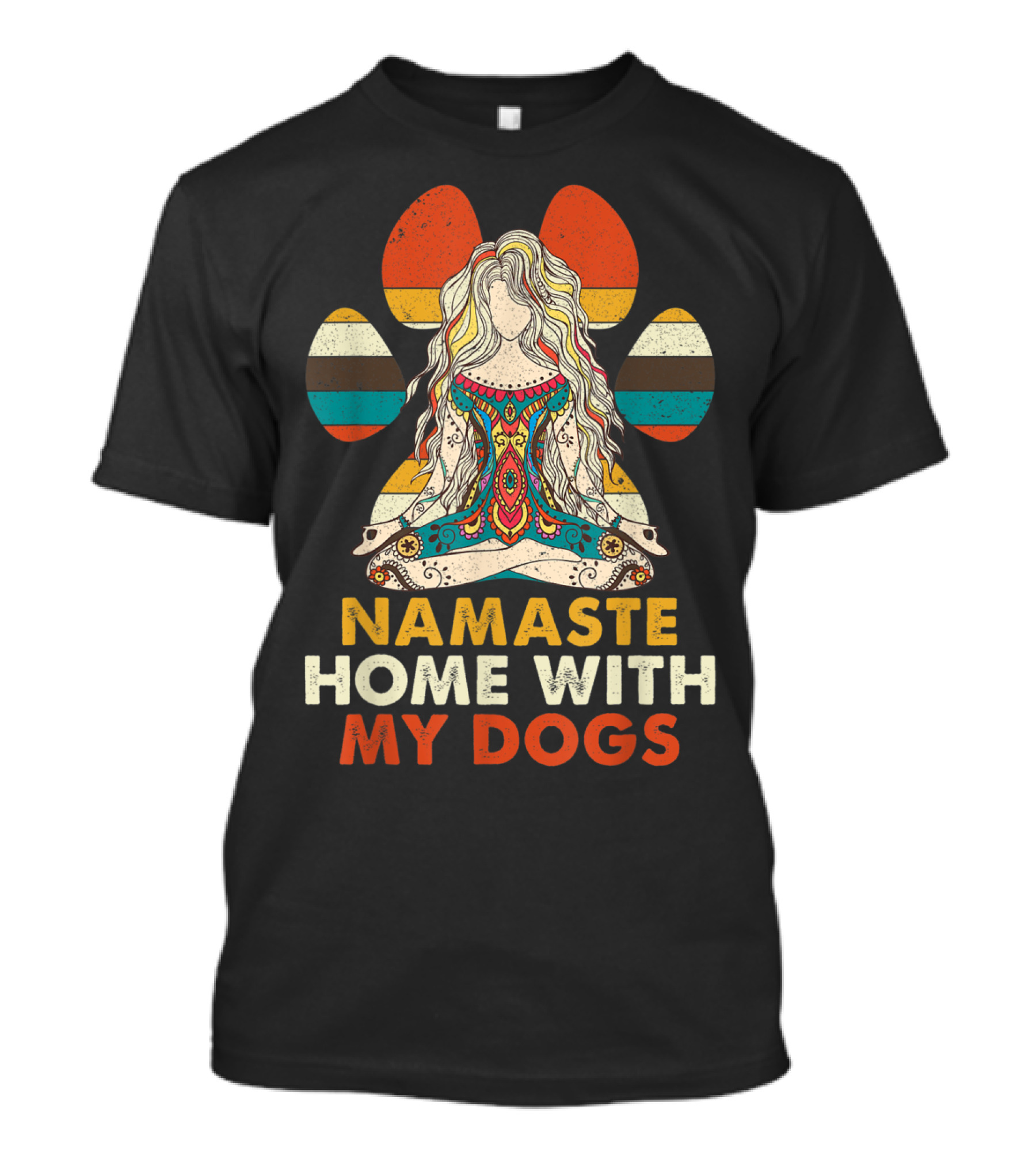 Namaste Home With My Dogs Yoga Meditation Paw Prints T-Shirt