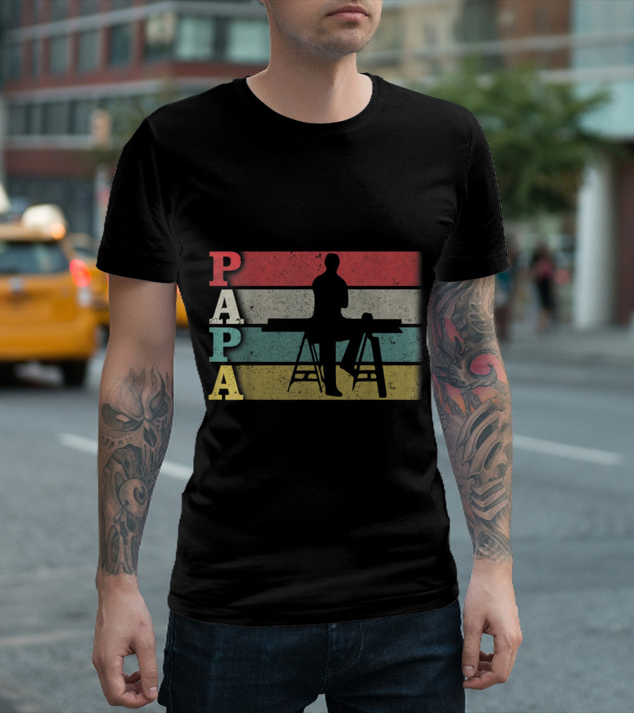 Papa Carpenter Silhouette Retro Colors T-Shirt