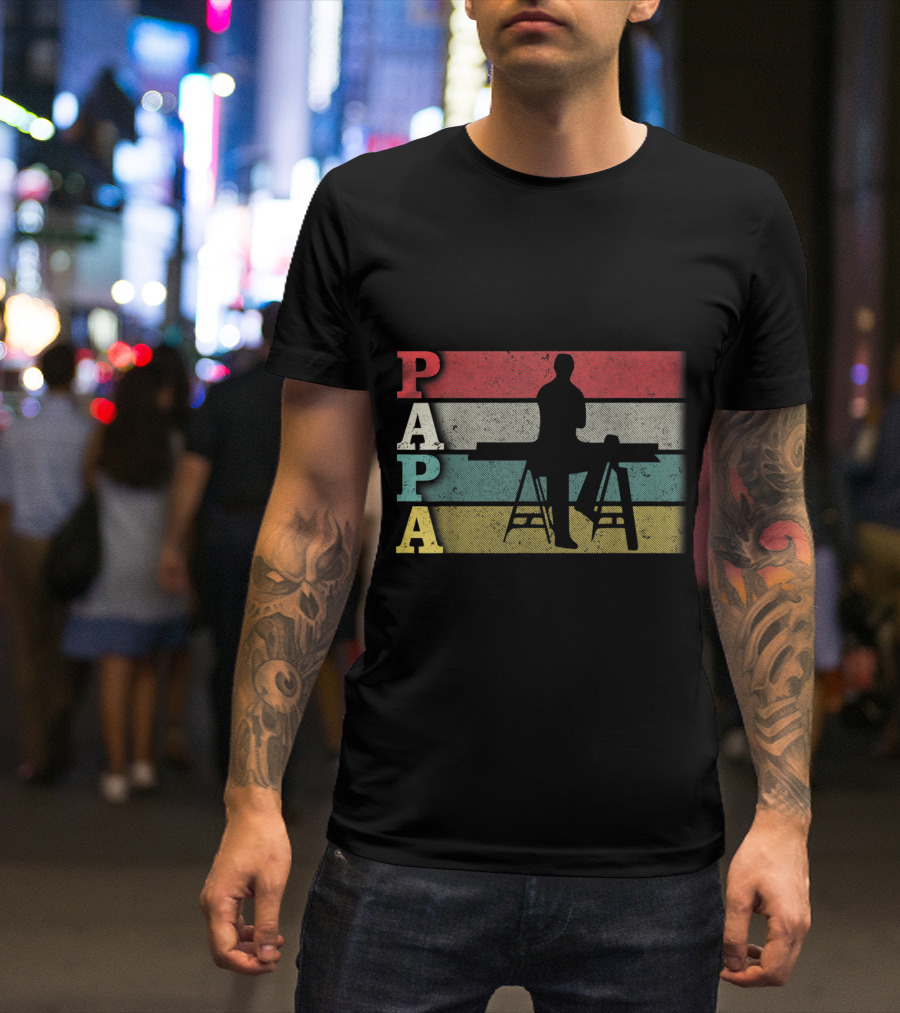 Papa Carpenter Silhouette Retro Colors T-Shirt