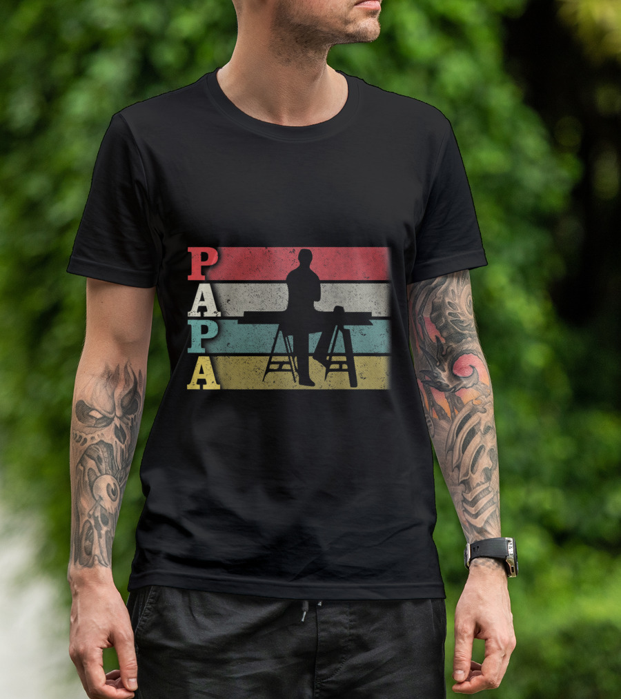 Papa Carpenter Silhouette Retro Colors T-Shirt