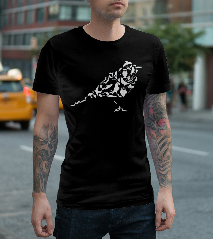 MY BIRD ING Bird Shaped Compilation with Owl and Other Birds T-Shirt