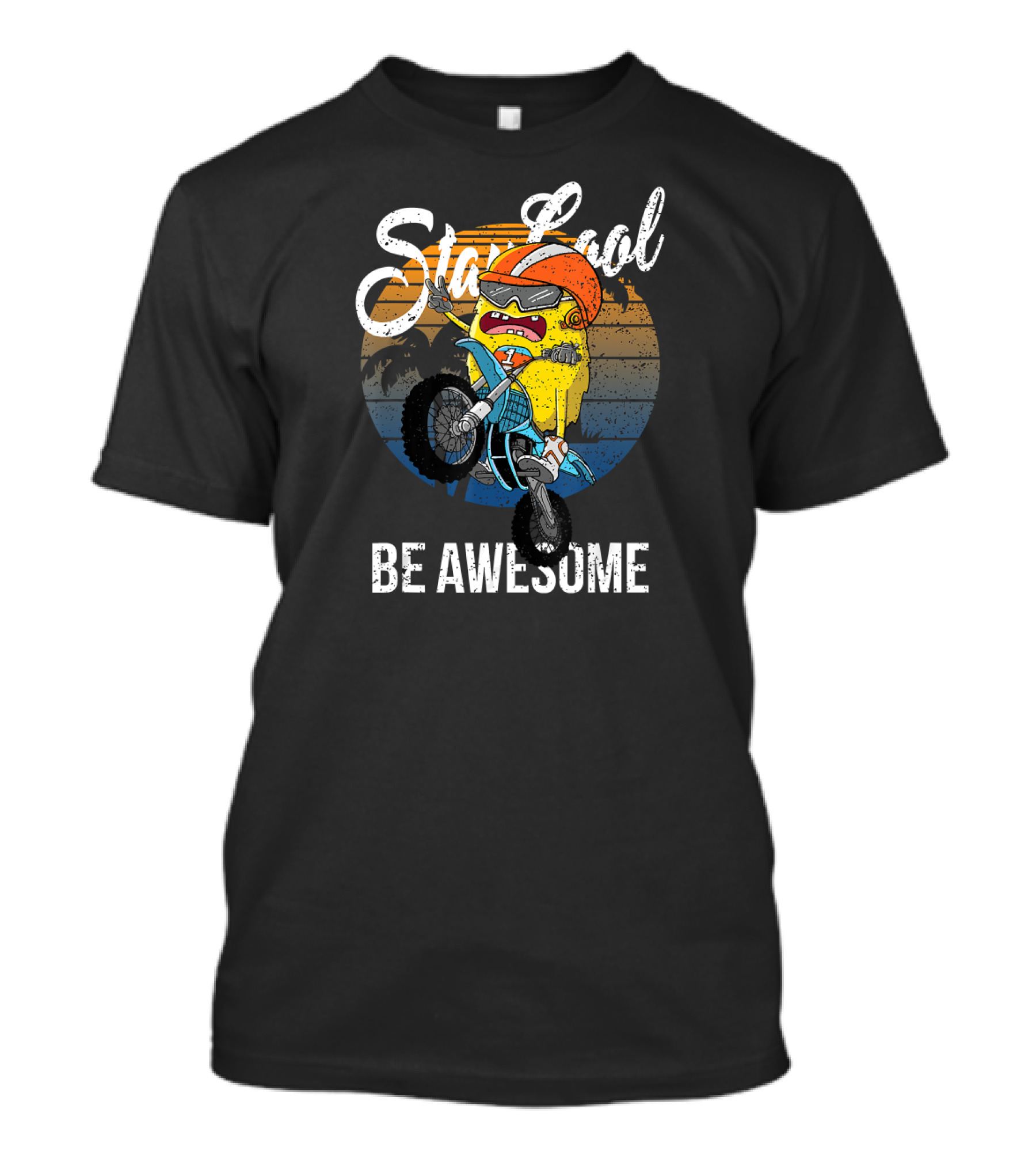 Stay Cool Funny Biker Monster Riding Be Awesome T-Shirt