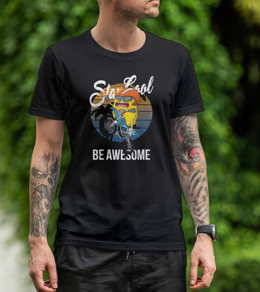 Stay Cool Funny Biker Monster Riding Be Awesome T-Shirt