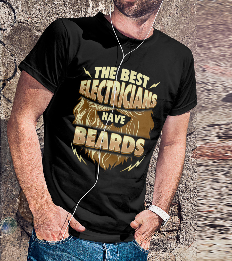 The Best Electricians Have Beards Funny Bear Electric Lightning T-Shirt