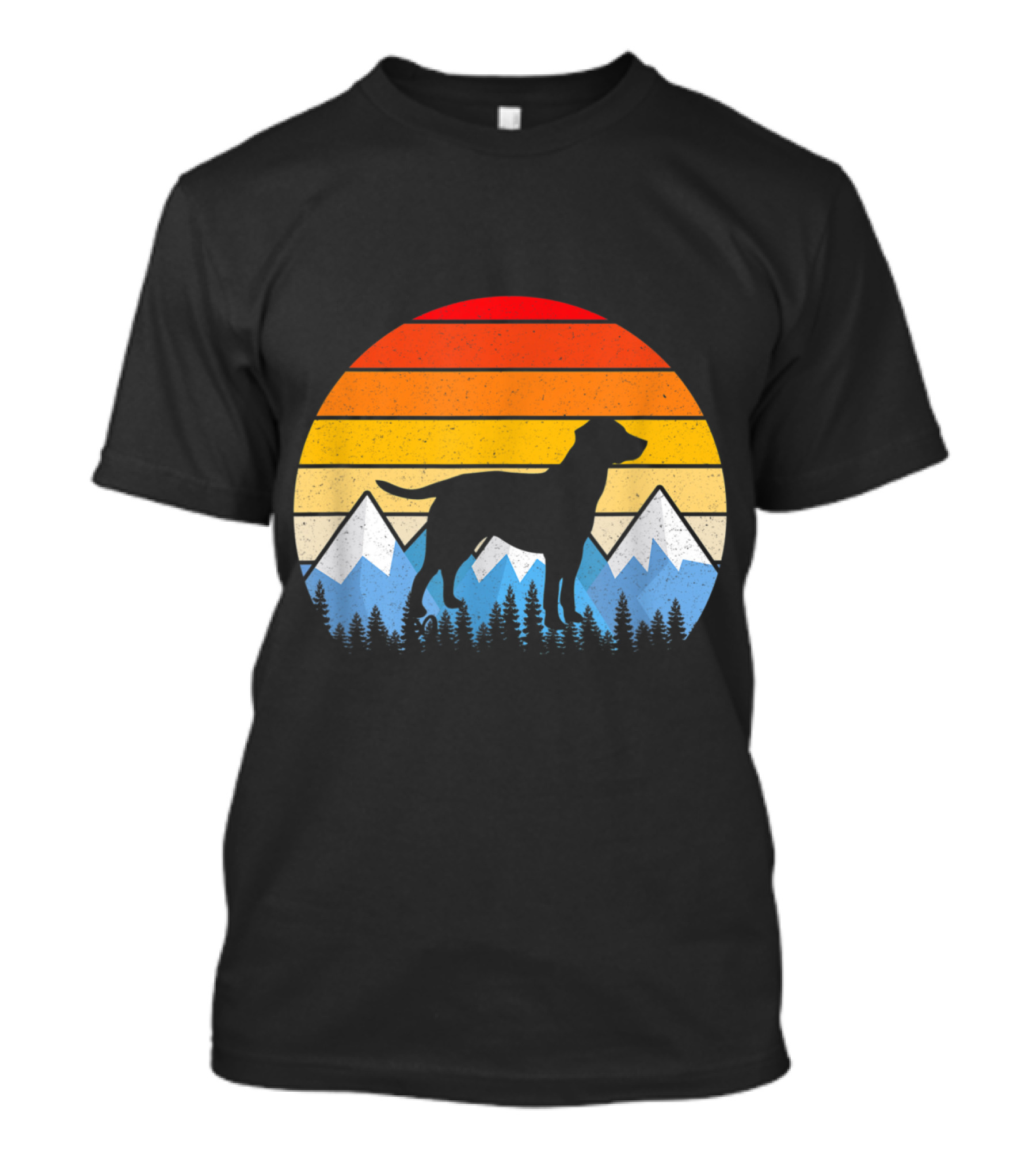 Vintage Dog Labrador Retriever Sunset Mountain Scene T-Shirt
