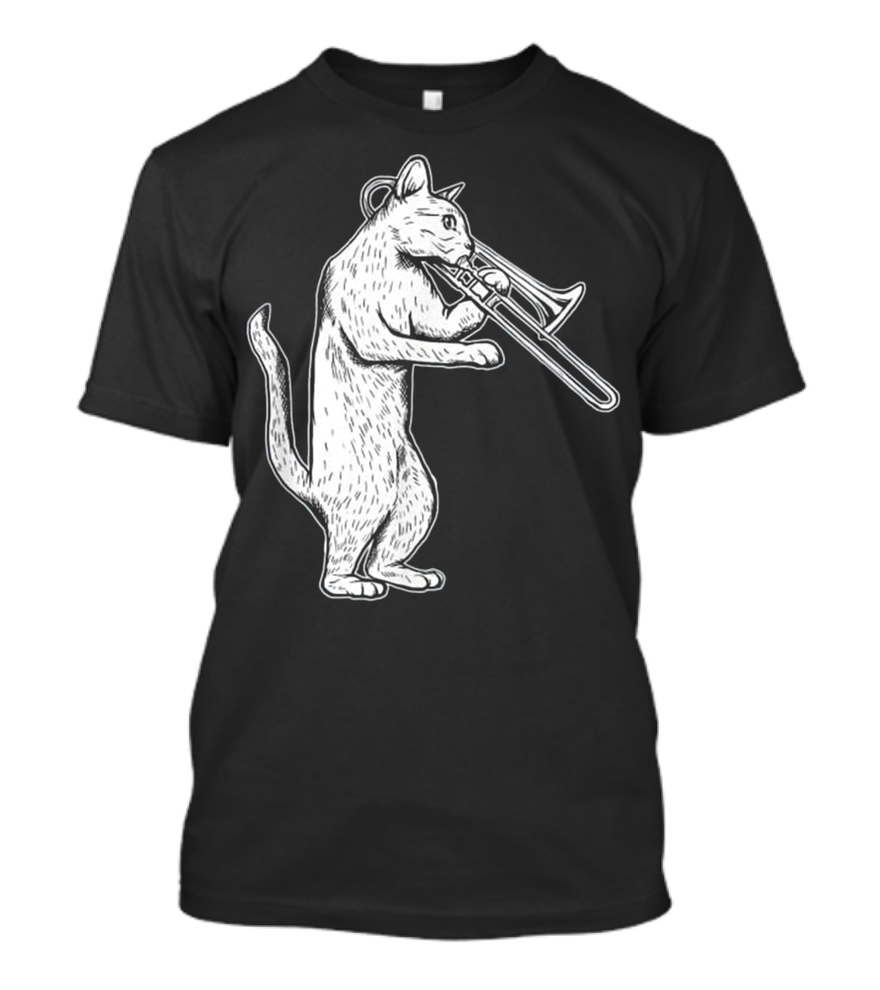 Jazz Cat Playing Trombone Coo Music Feline T-Shirt