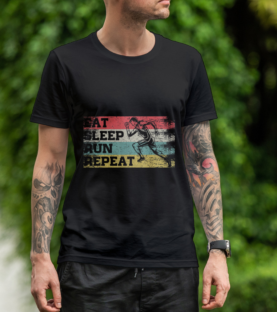 Eat Sleep Run Repeat Vintage Runner Retro Fun T-Shirt