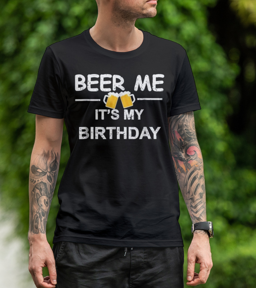 Beer Me It's My Birthday Beer Glasses Emoji T-Shirt