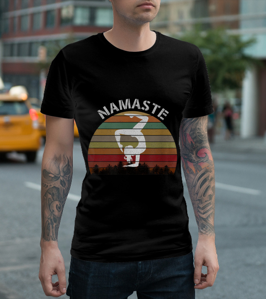 Namaste Vintage Yoga Me Sunset Scene T-Shirt