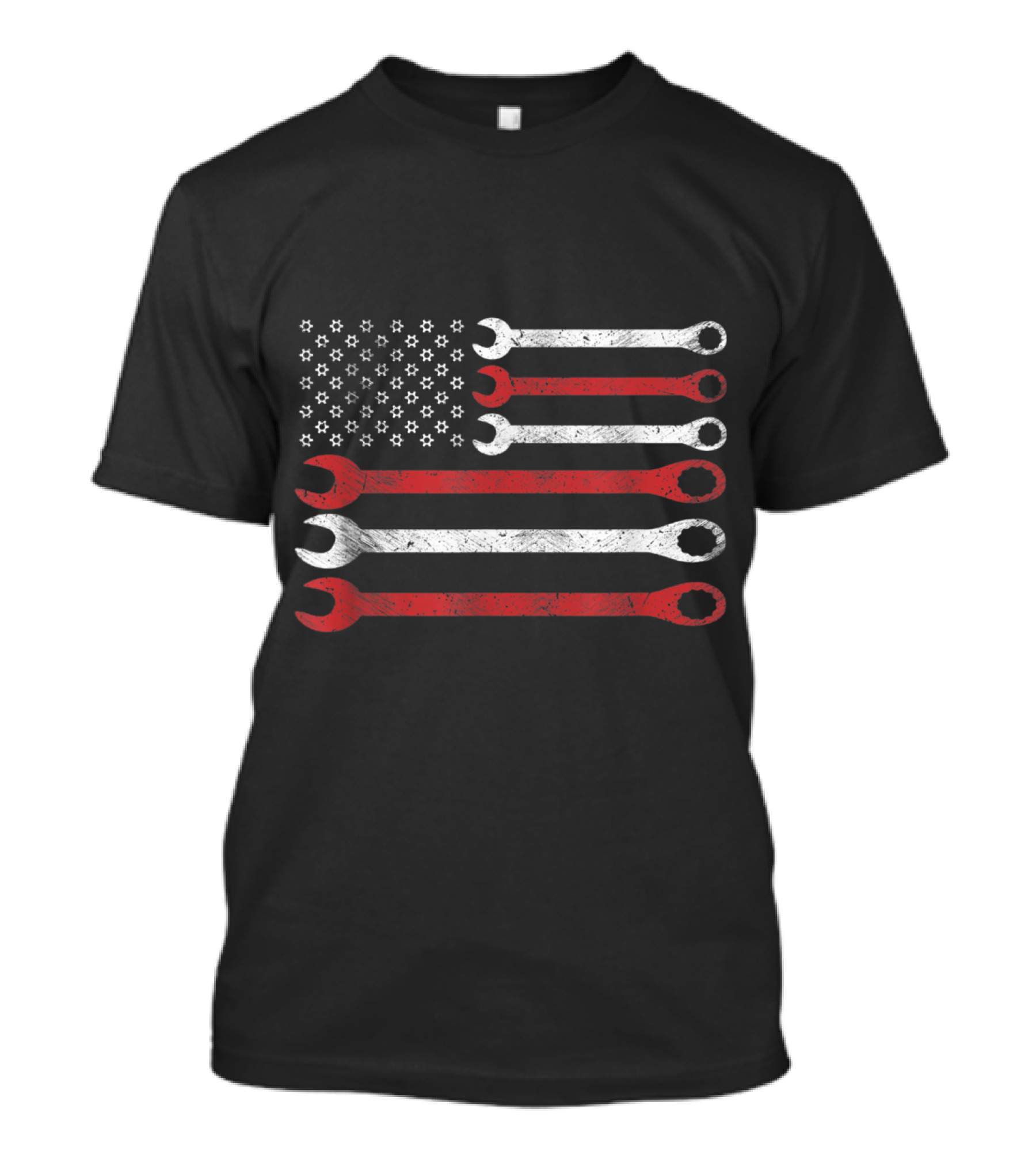 Wrench Nuts Flag Spanner Patriotic USA Flag T-Shirt