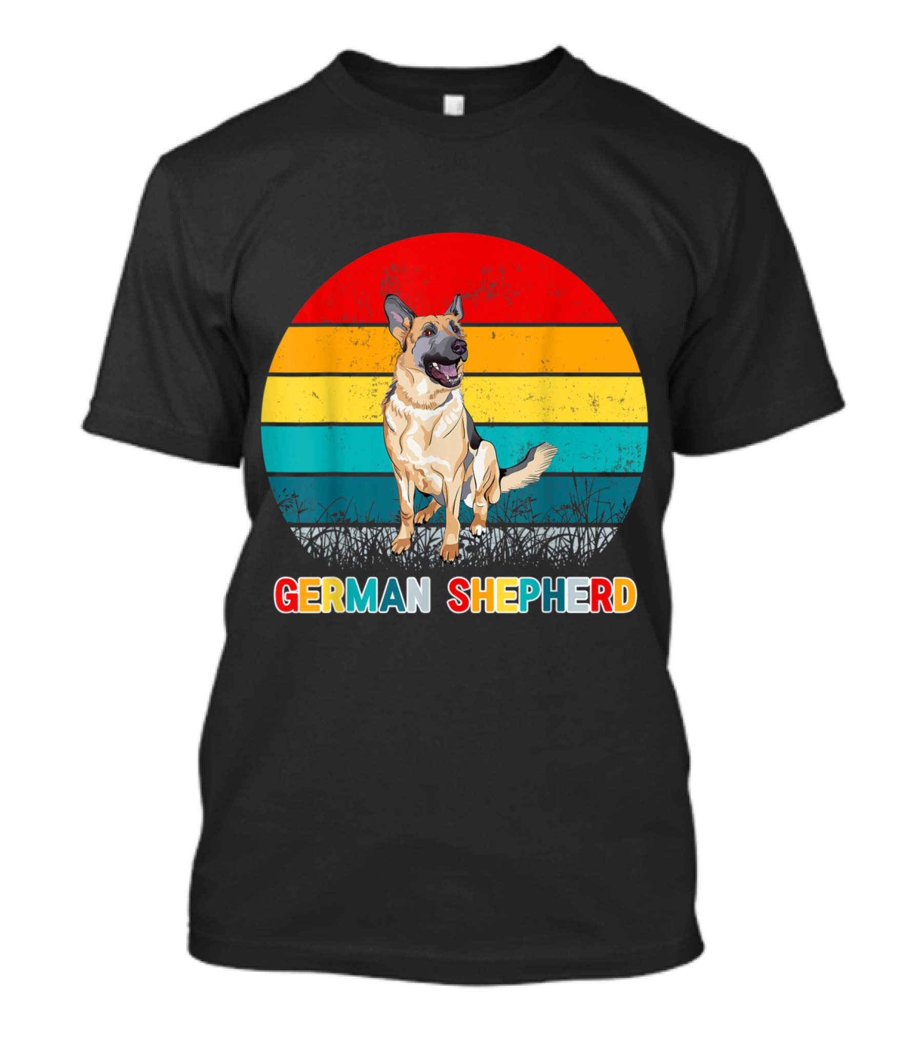 German Shepherd Retro Stripes T-Shirt