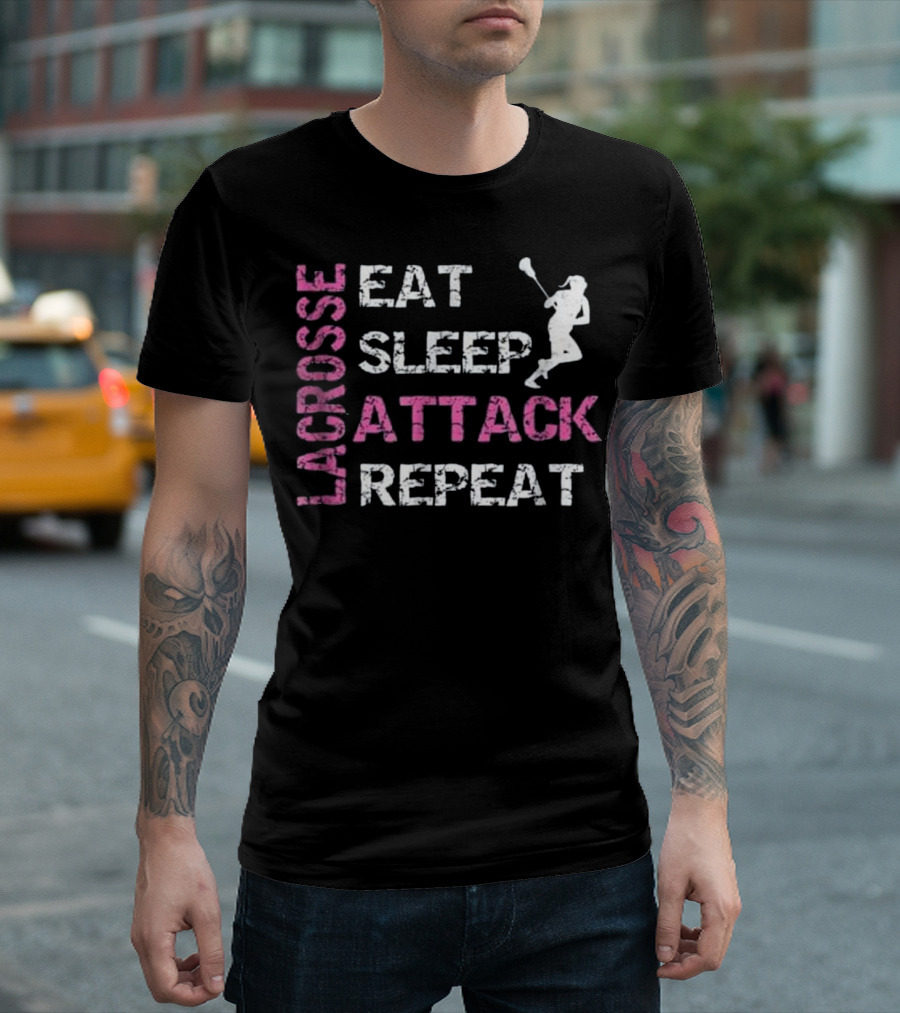 Girls Lacrosse Eat Sleep Attack Repeat T-Shirt