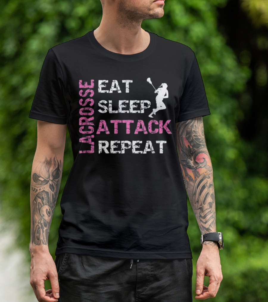 Girls Lacrosse Eat Sleep Attack Repeat T-Shirt