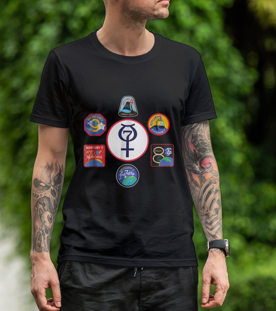 NASA Mercury Liberty Bell Aurora Freedom Friendship 7 Crew Emblems T-Shirt