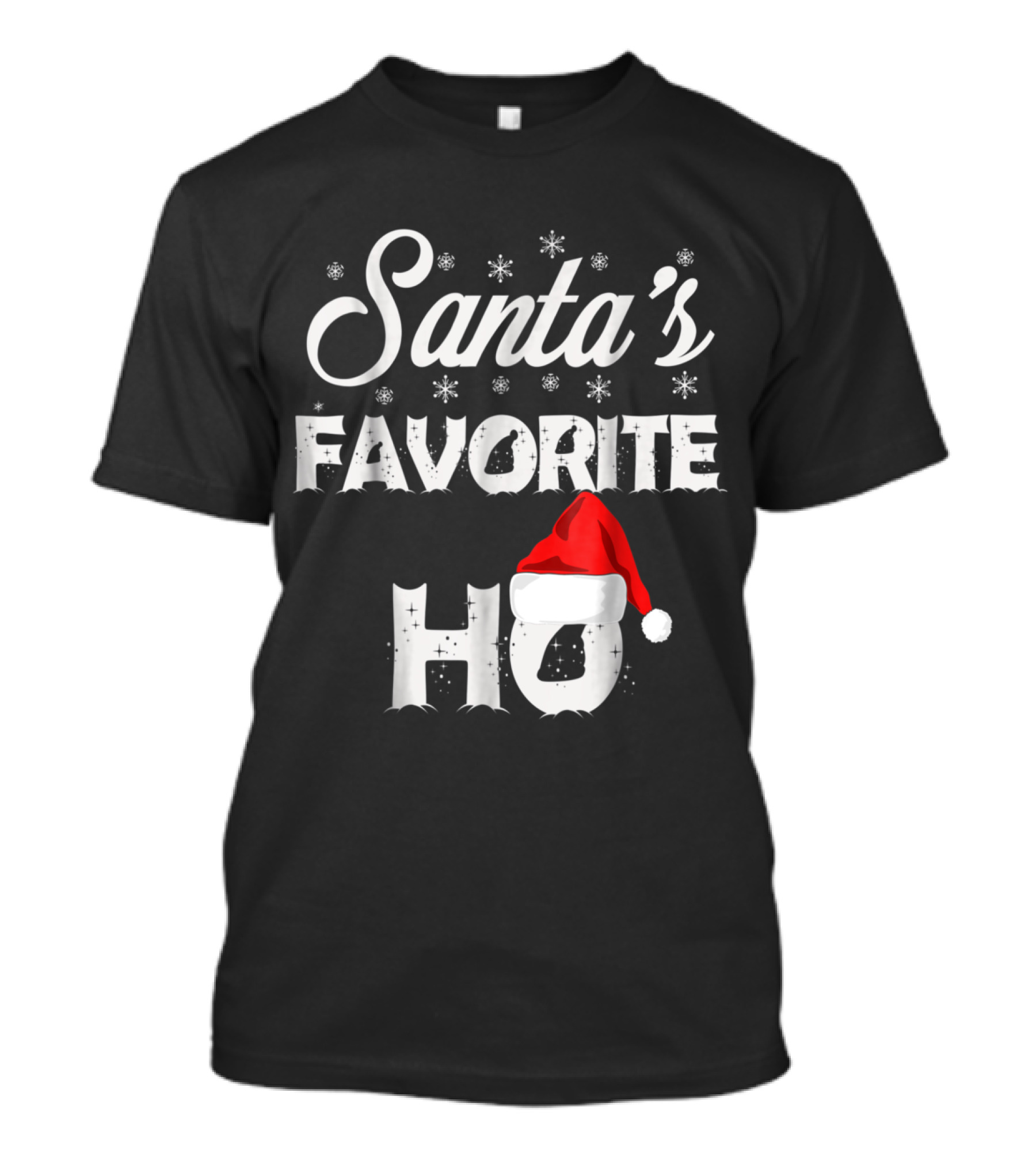 Santa's Favorite Ho Santa Hat Snowflakes T-Shirt