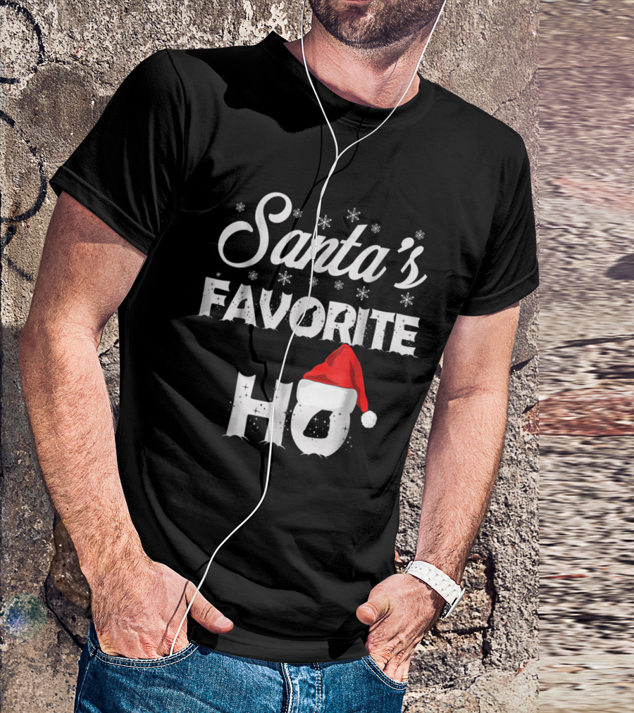 Santa's Favorite Ho Santa Hat Snowflakes T-Shirt