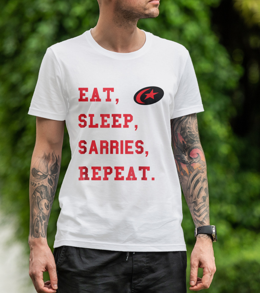 Eat Sleep Sarries Repeat Saracens Rugby English Premiership T-Shirt