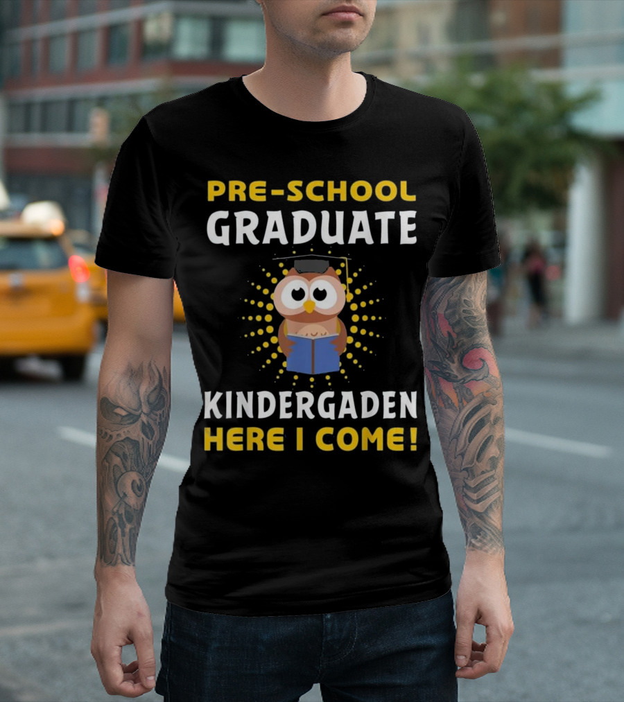 Pre-School Graduate Kindergarten Here I Come Owl T-Shirt