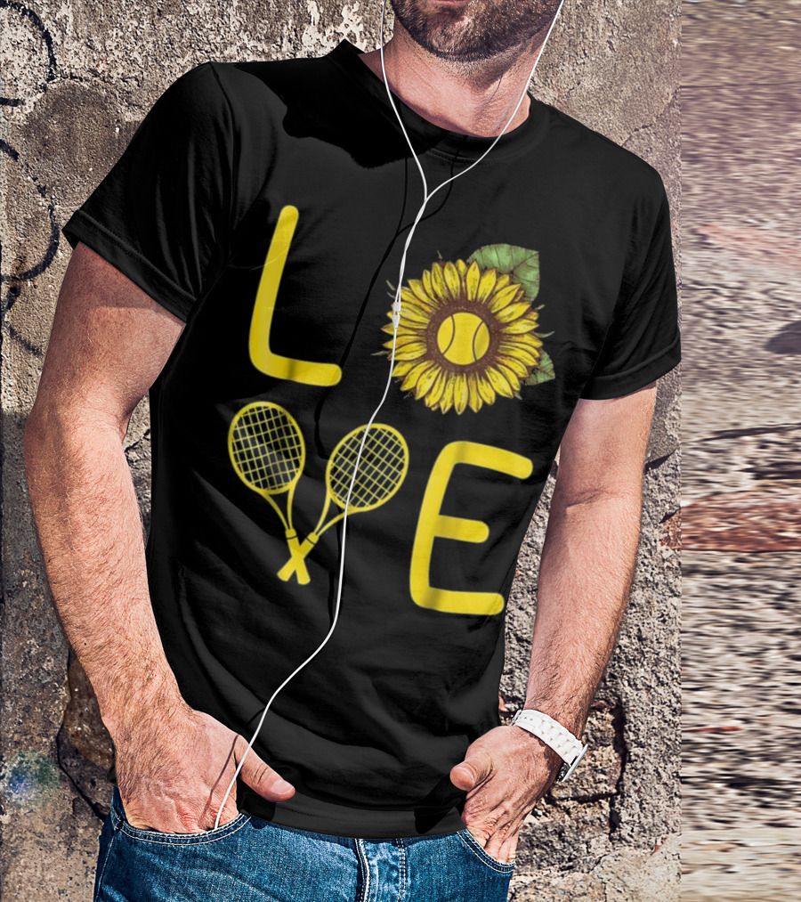 LOVE Sunflower Tennis Rackets Girls T-Shirt