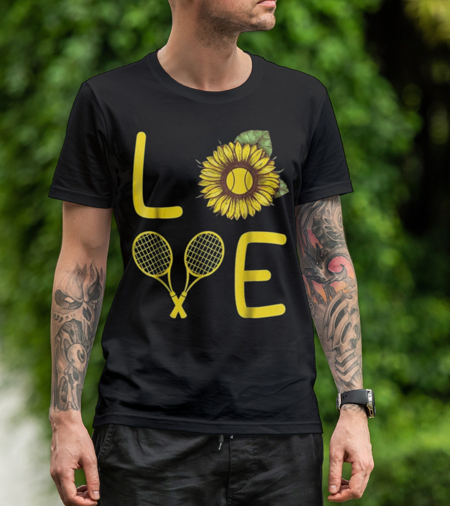 LOVE Sunflower Tennis Rackets Girls T-Shirt