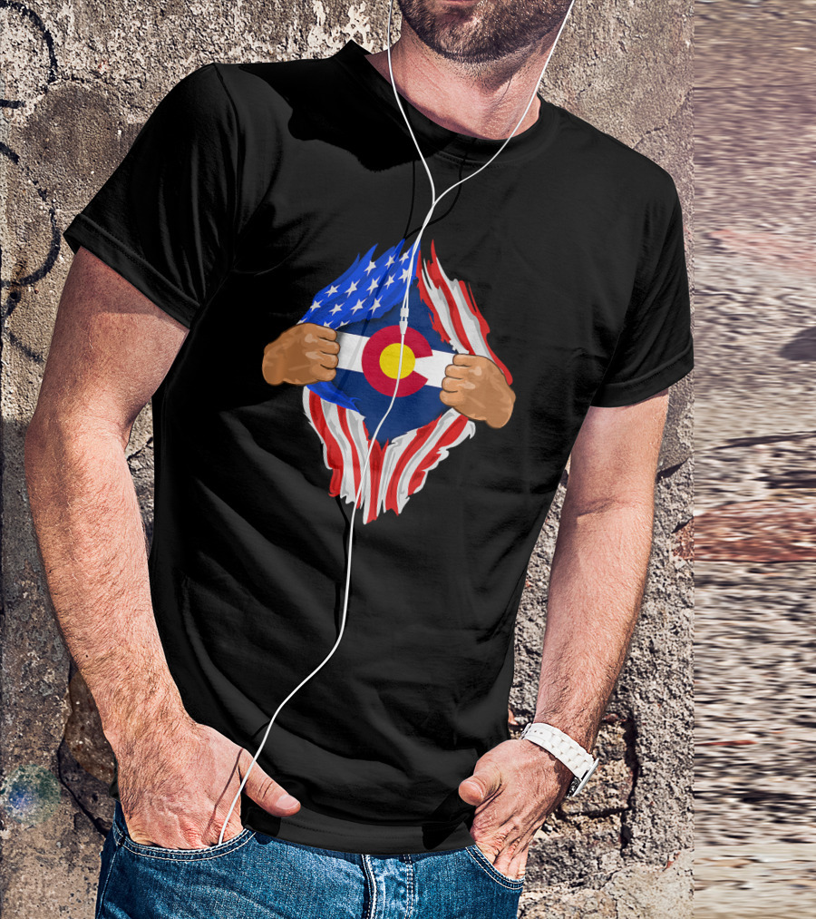 Colorado Roots Inside State Flag American T-Shirt