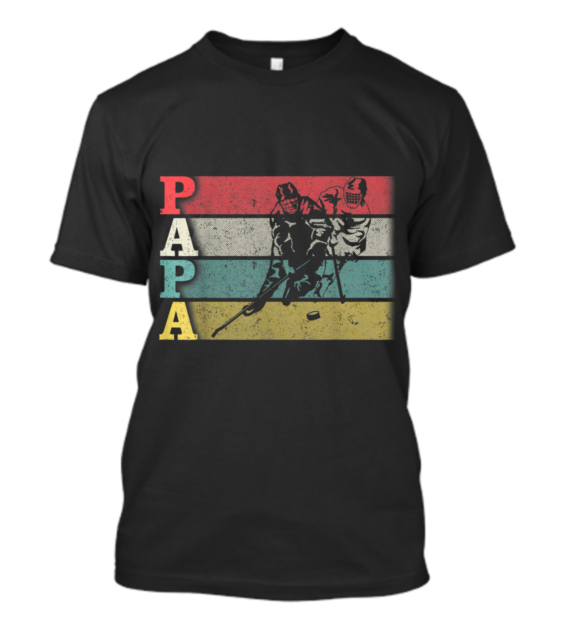 Papa Retro Striped Hockey Players T-Shirt