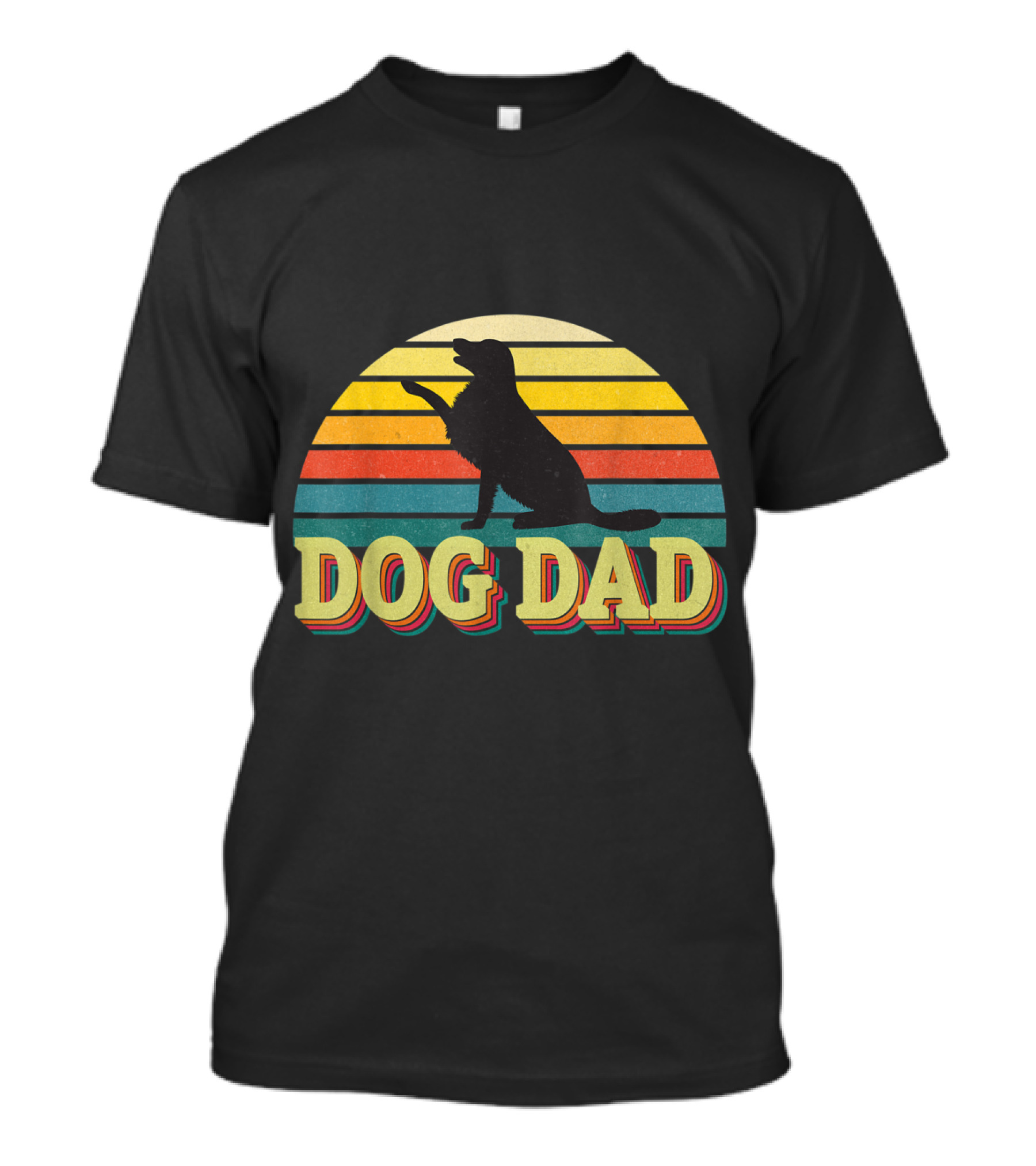 Retro Dog Dad Golden Retriever Silhouette Stripe T-Shirt