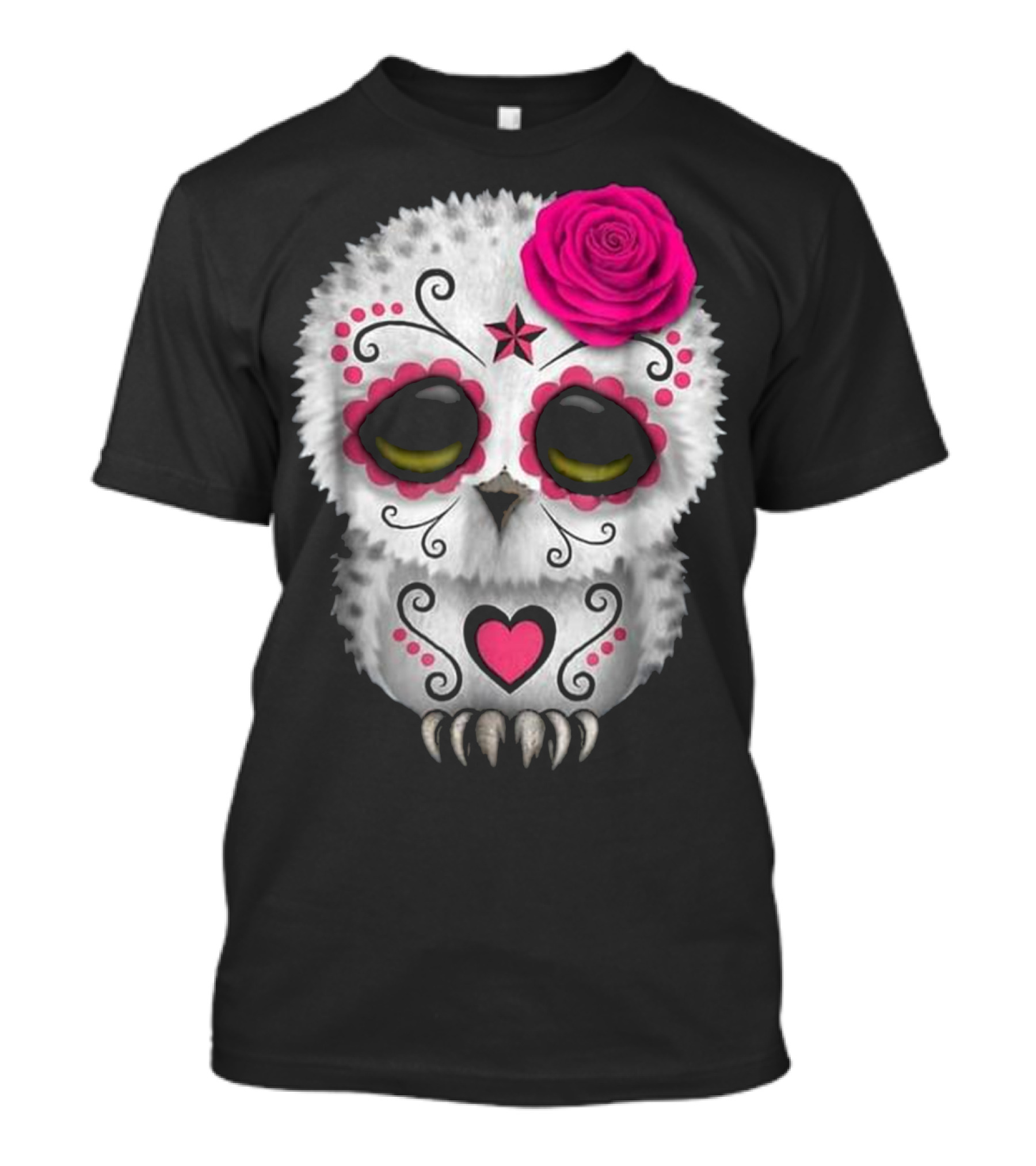Sugar Skull Owl Día De Los Muertos T-Shirt