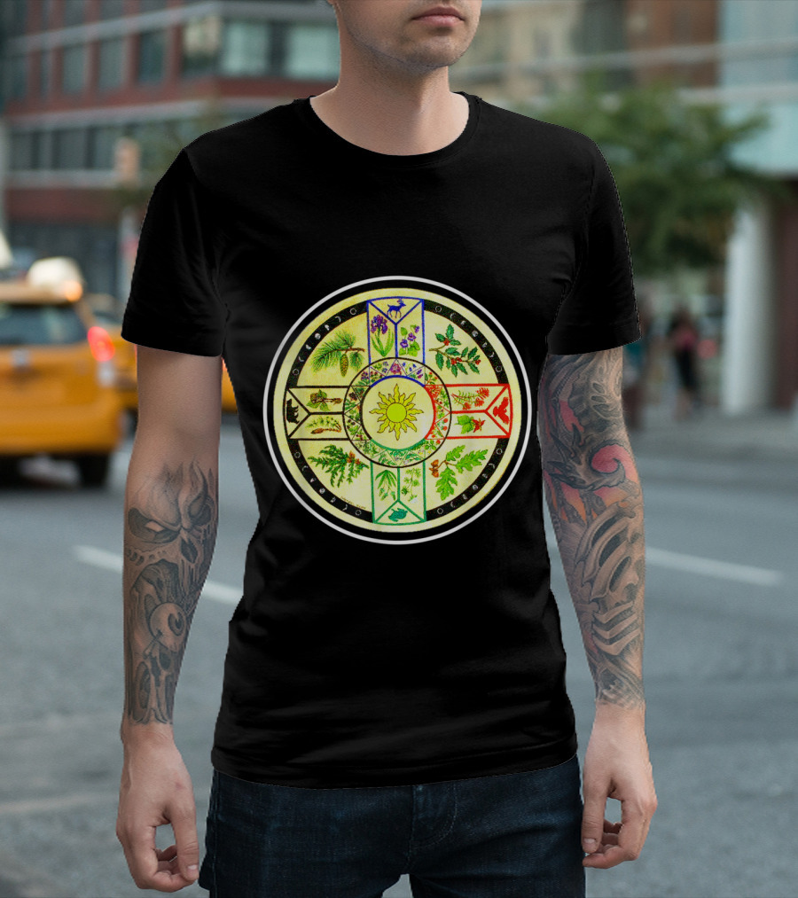 Native American Medicine Wheel Four Directions Herbs Visual Symbols T-Shirt