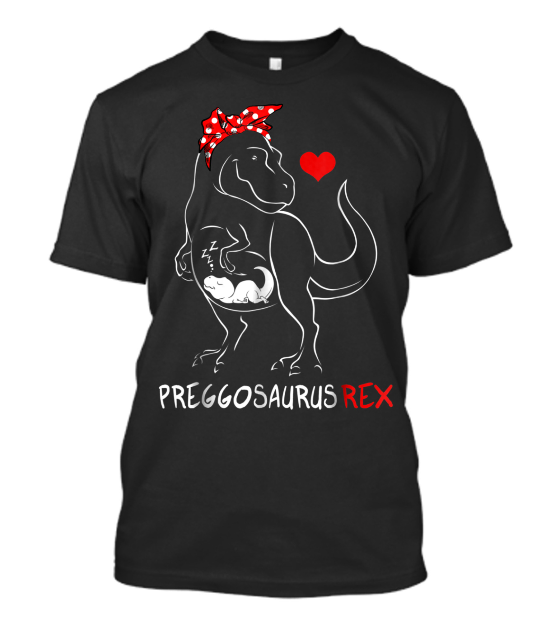 Preggosaurus Rex Dinosaur With Heart And Red Bow T-Shirt