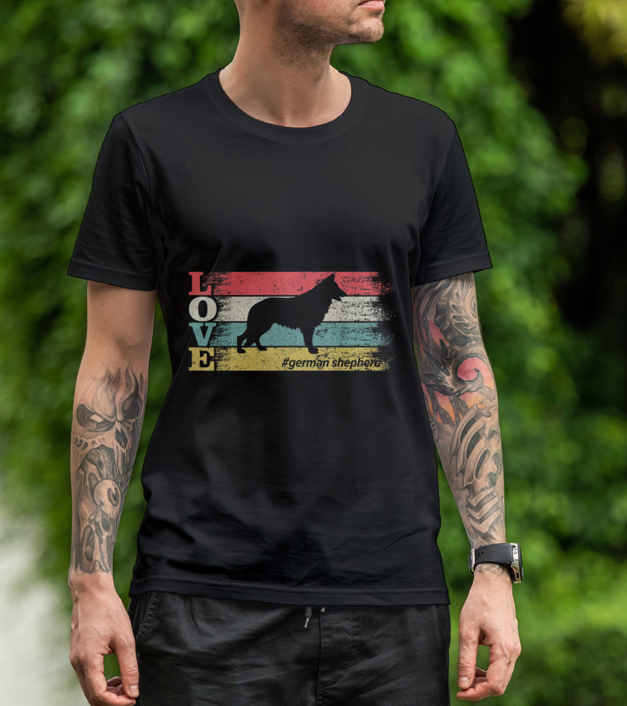 Love German Shepherd Vintage Hashtag T-Shirt