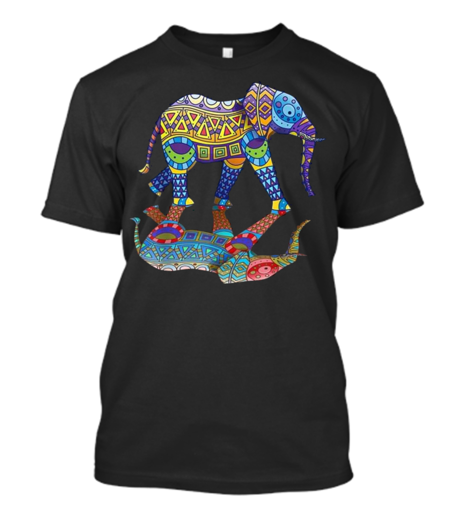 Colorful Indian Elephant Reflection In Geometric Patterns Spring Co T-Shirt