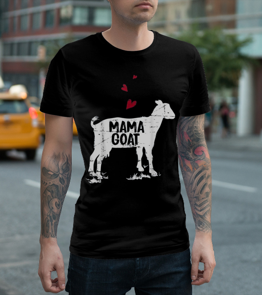 Mama Goat With Hearts Farm Humor T-Shirt